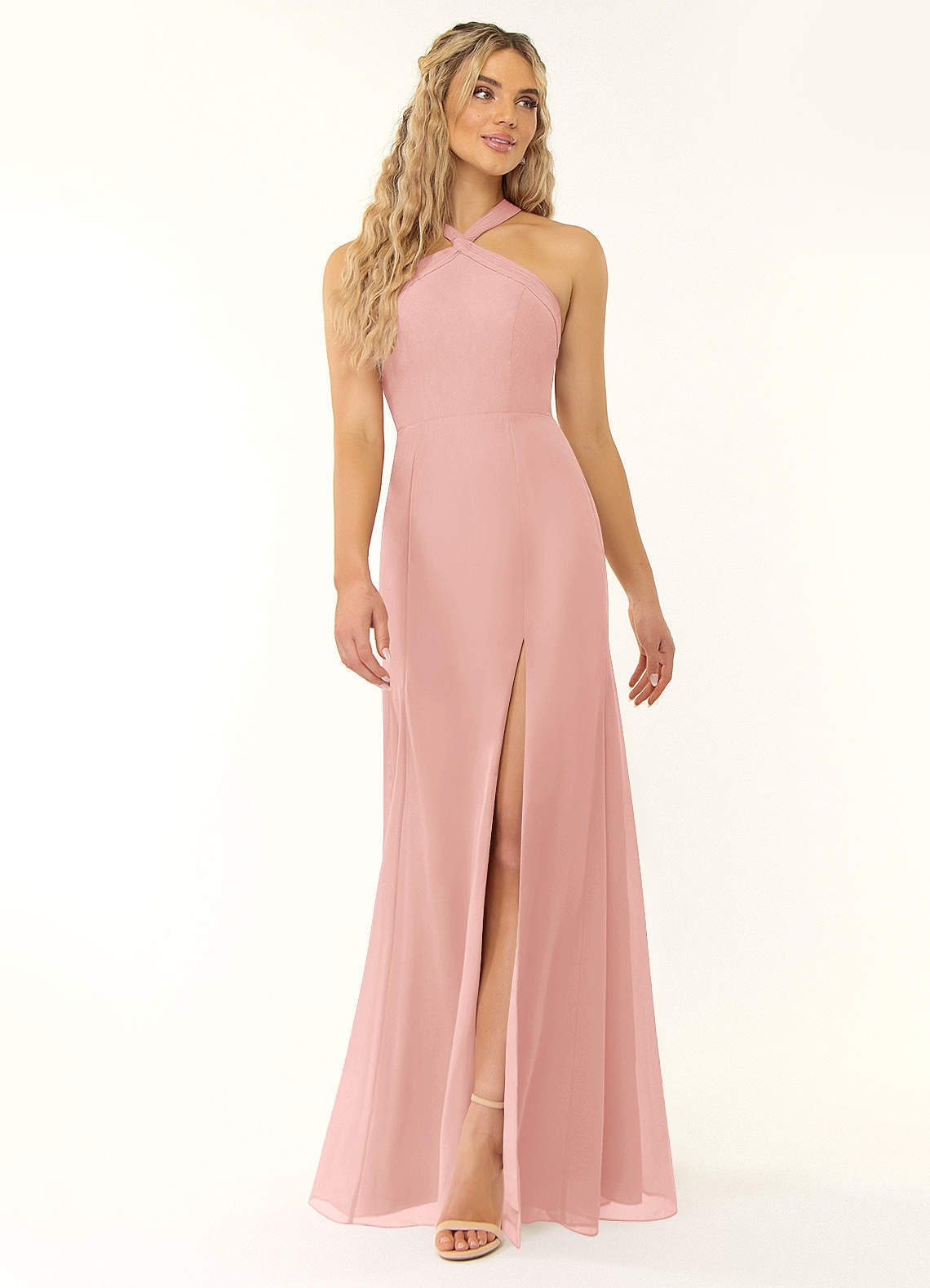 elyessen Rue Sky Blue A-Line Halter Chiffon Dress 4