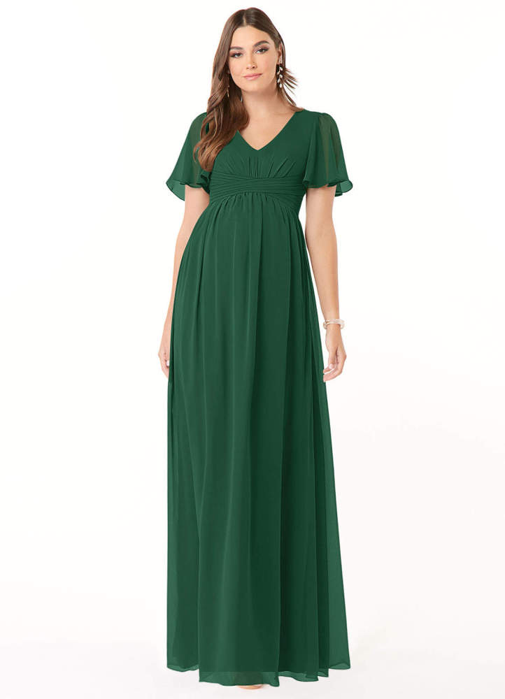 elyessen Verna A-Line V-Neck Ruched Chiffon Floor-Length Dress Cabernet 2