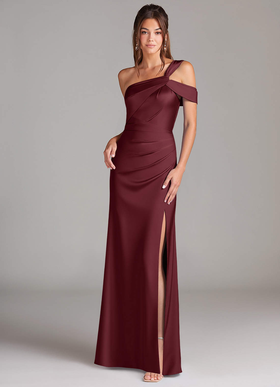 elyessen Wynter Black Sheath One Shoulder Stretch Satin Dress 6