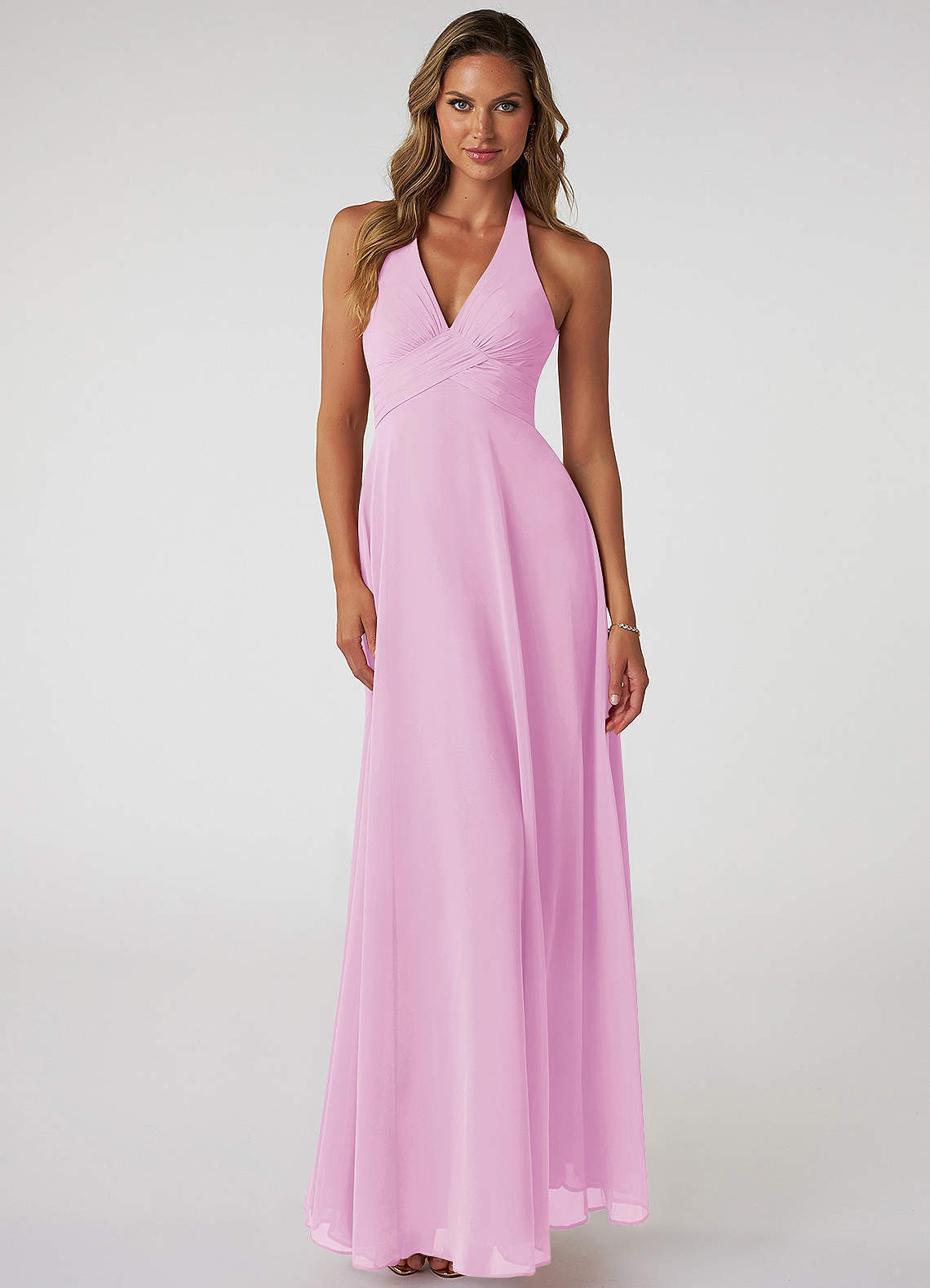 elyessen Tessie Sky Blue A-Line V-Neck Pleated Chiffon Dress 4
