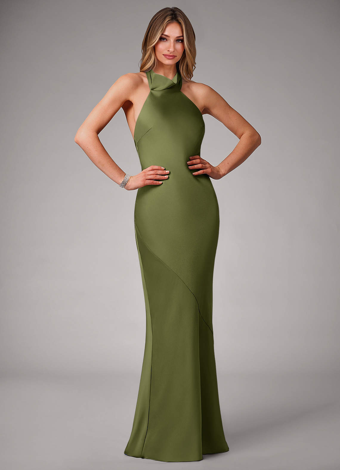 elyessen Velli Black Mermaid High Neck Stretch Satin Dress 2