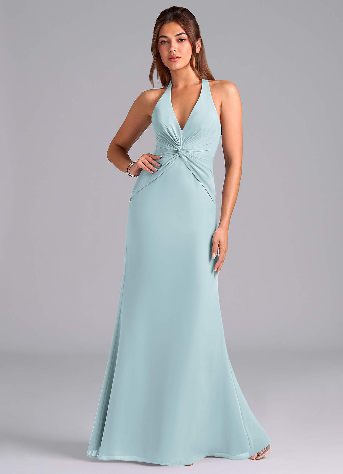 elyessen Valerie Sky Blue Mermaid Pleated Chiffon Dress 2