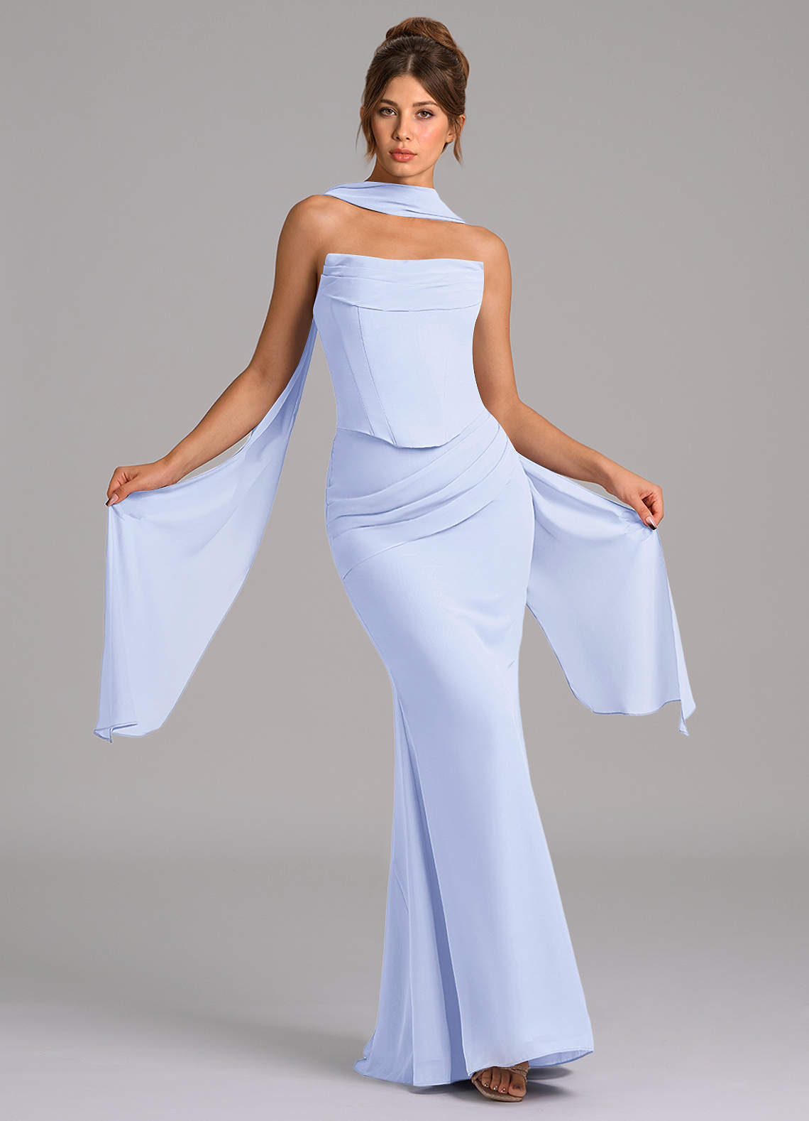 elyessen Sorrel Sky Blue Mermaid Corset Chiffon Dress 4