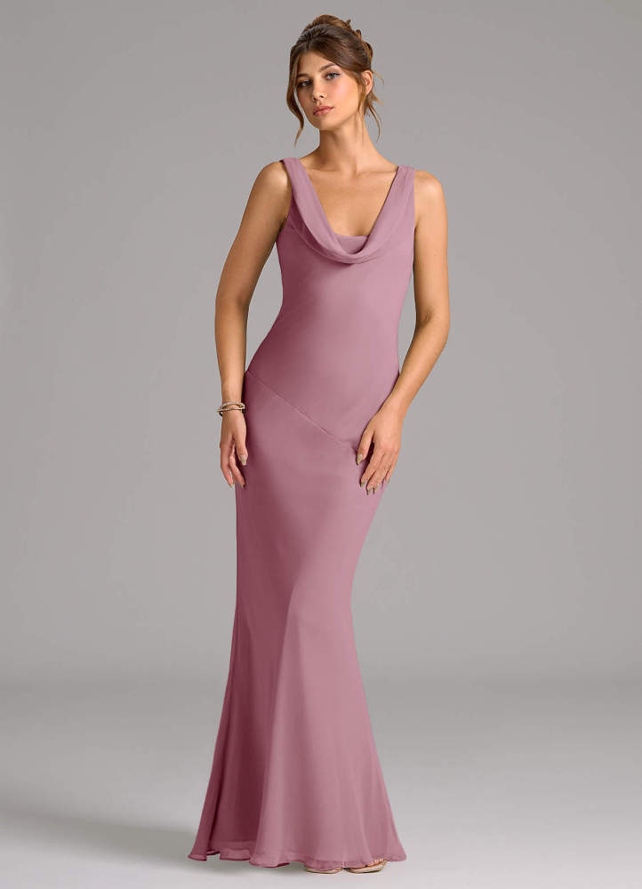 elyessen Rylina Sky Blue Mermaid Pleated Chiffon Dress 5