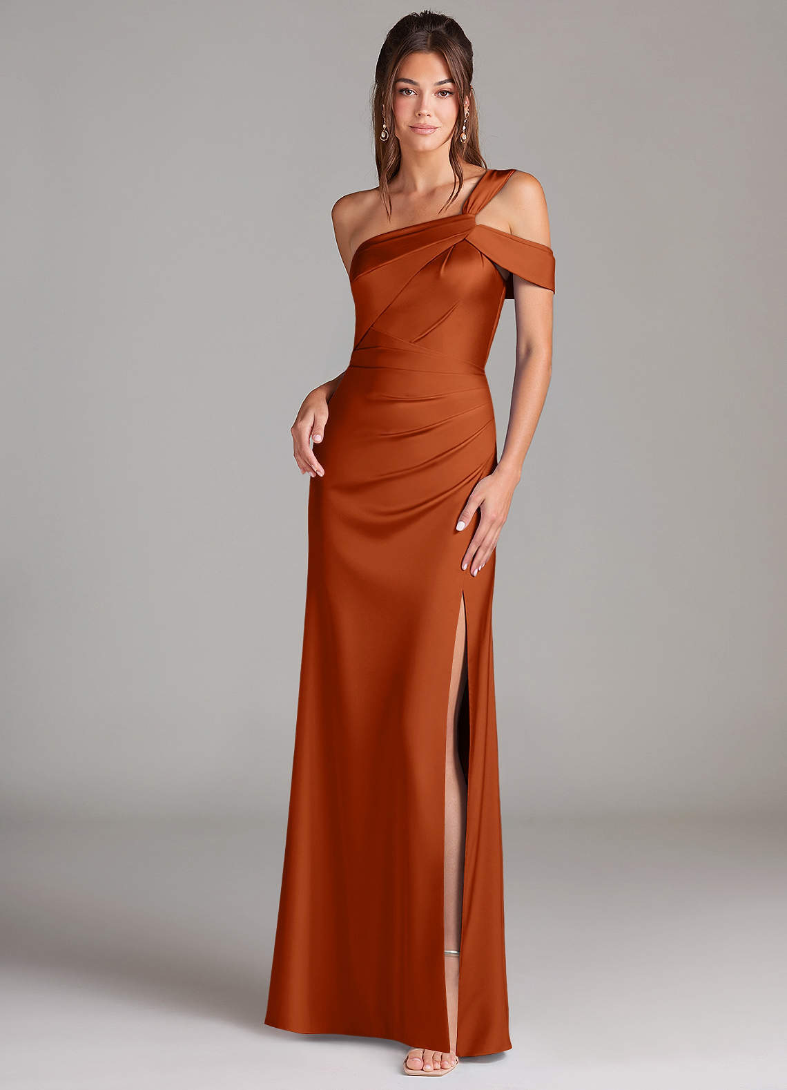 elyessen Wynter Black Sheath One Shoulder Stretch Satin Dress 6