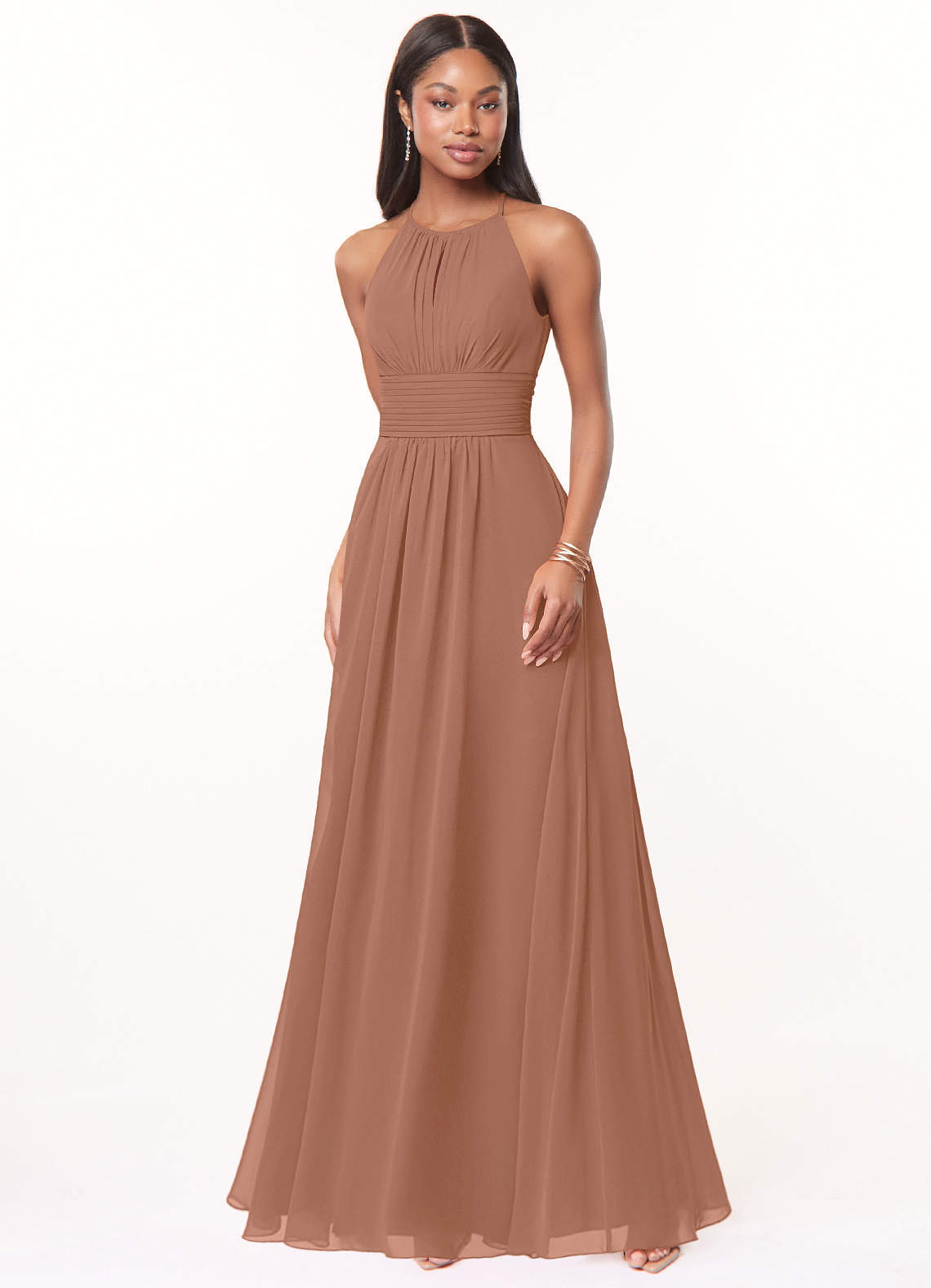 elyessen Bonnie Burgundy A-Line Keyhole Ruched Chiffon Dress 6