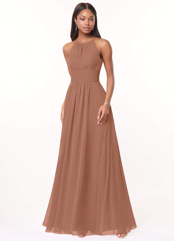 elyessen Bonnie Burgundy A-Line Keyhole Ruched Chiffon Dress 6