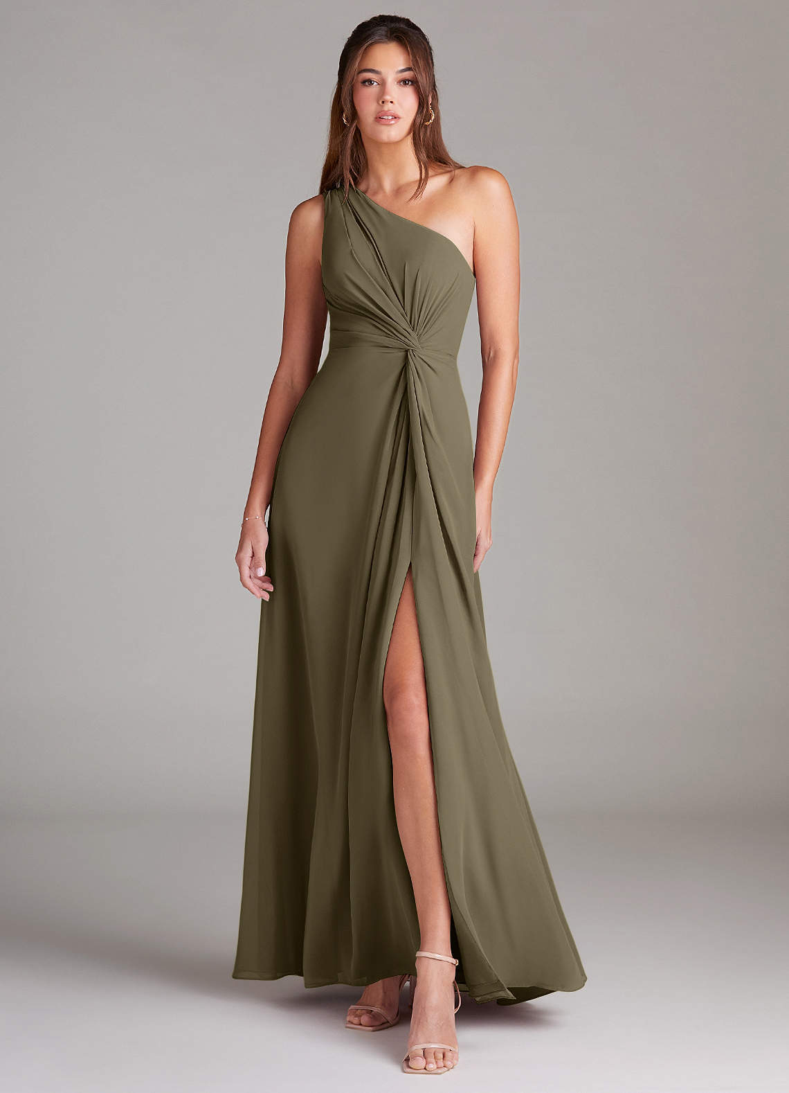 elyessen Brooke Sky Blue A-Line One Shoulder Chiffon Dress 2