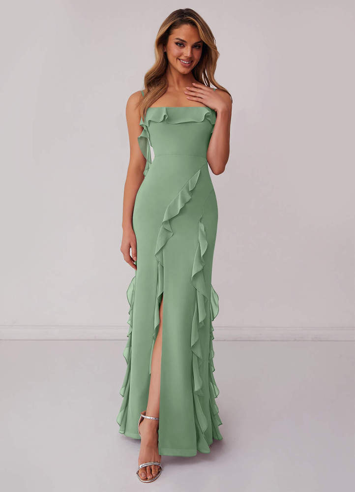 Sky Blue Sheath Bow Chiffon Dress Sky Blue 1