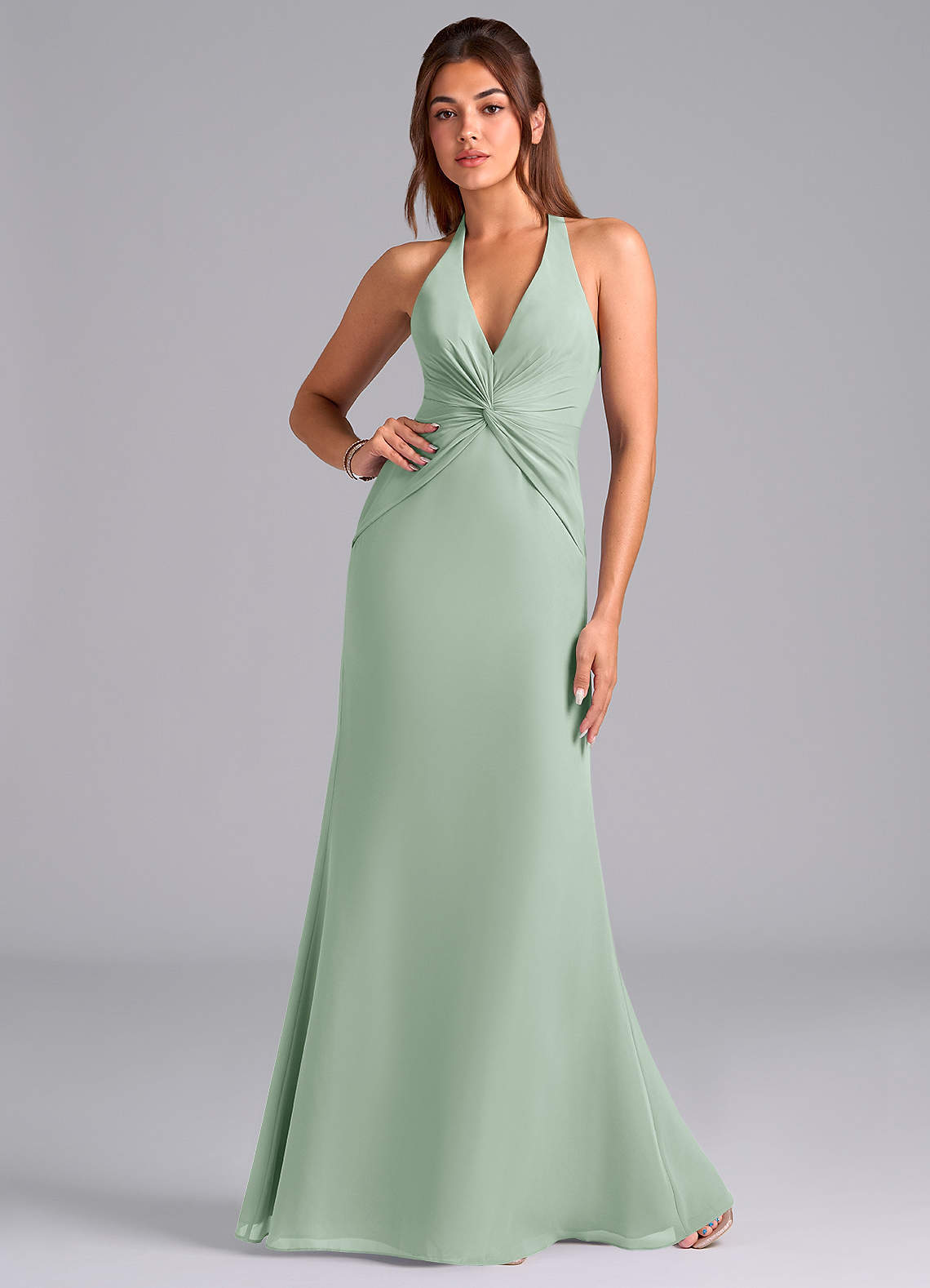elyessen Valerie Sky Blue Mermaid Pleated Chiffon Dress 1