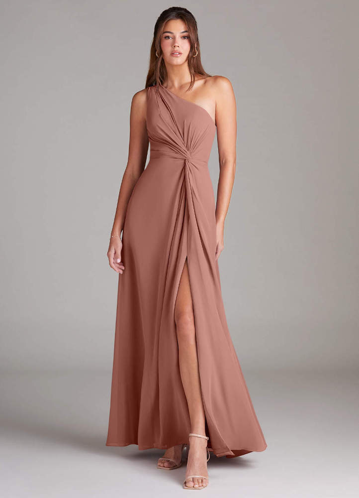 elyessen Brooke Sky Blue A-Line One Shoulder Chiffon Dress 8