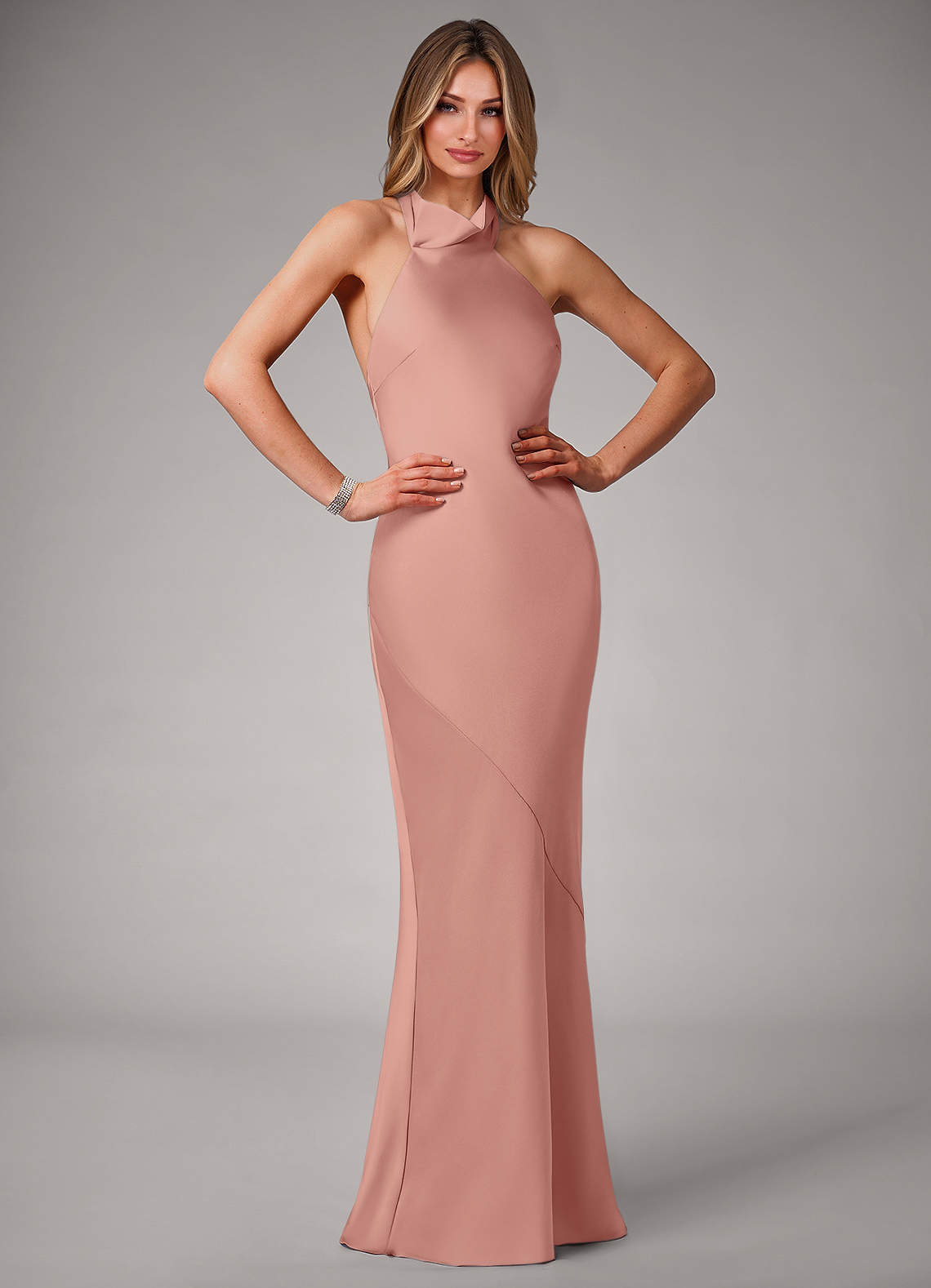 elyessen Velli Black Mermaid High Neck Stretch Satin Dress 4