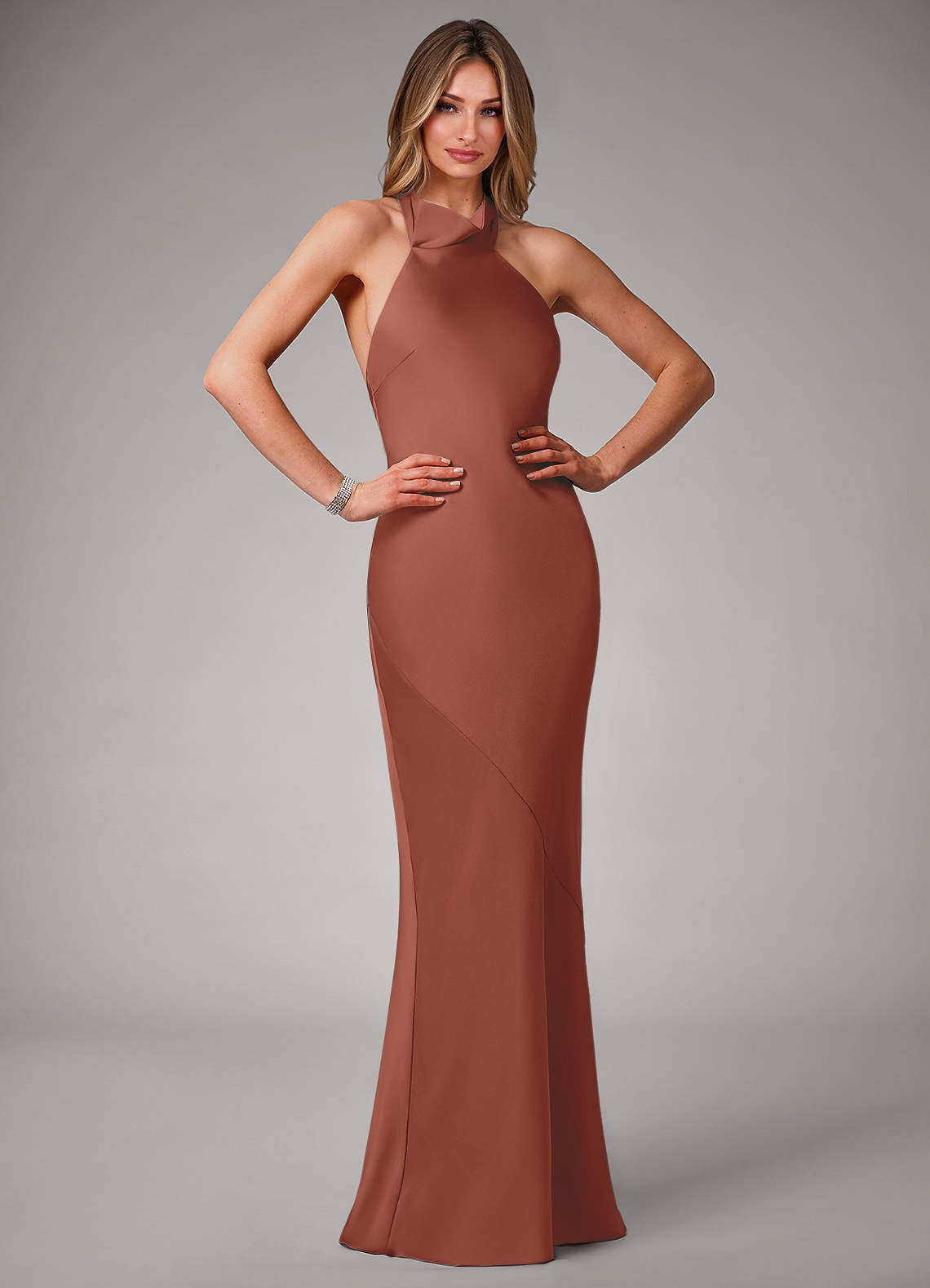 elyessen Velli Black Mermaid High Neck Stretch Satin Dress 6