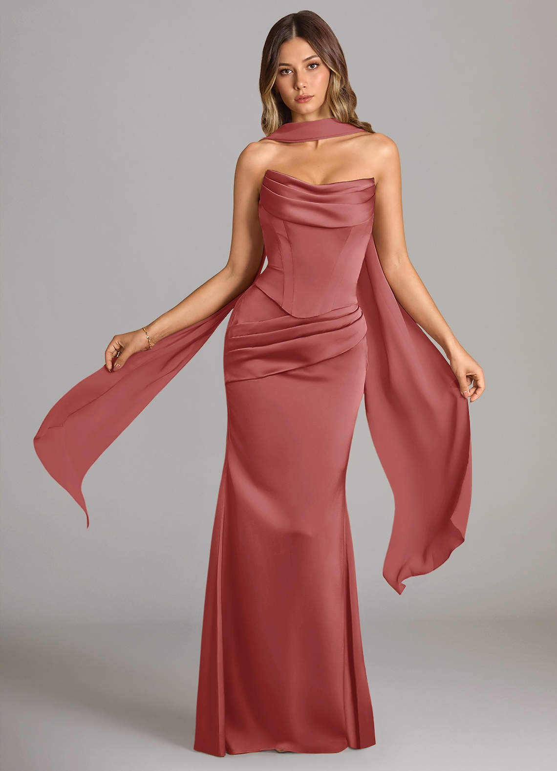 elyessen Sorrel Black Mermaid Strapless Stretch Satin Convertible Dress 4