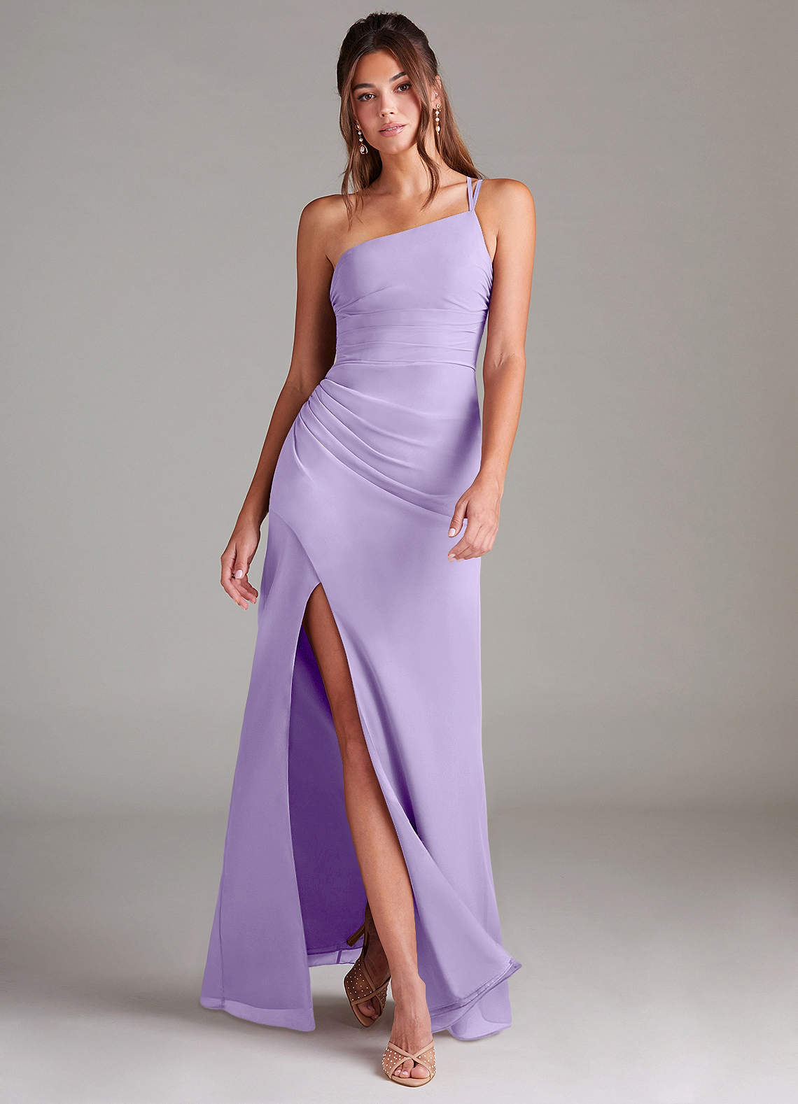 elyessen Eren Sky Blue Sheath One Shoulder Chiffon Dress 5