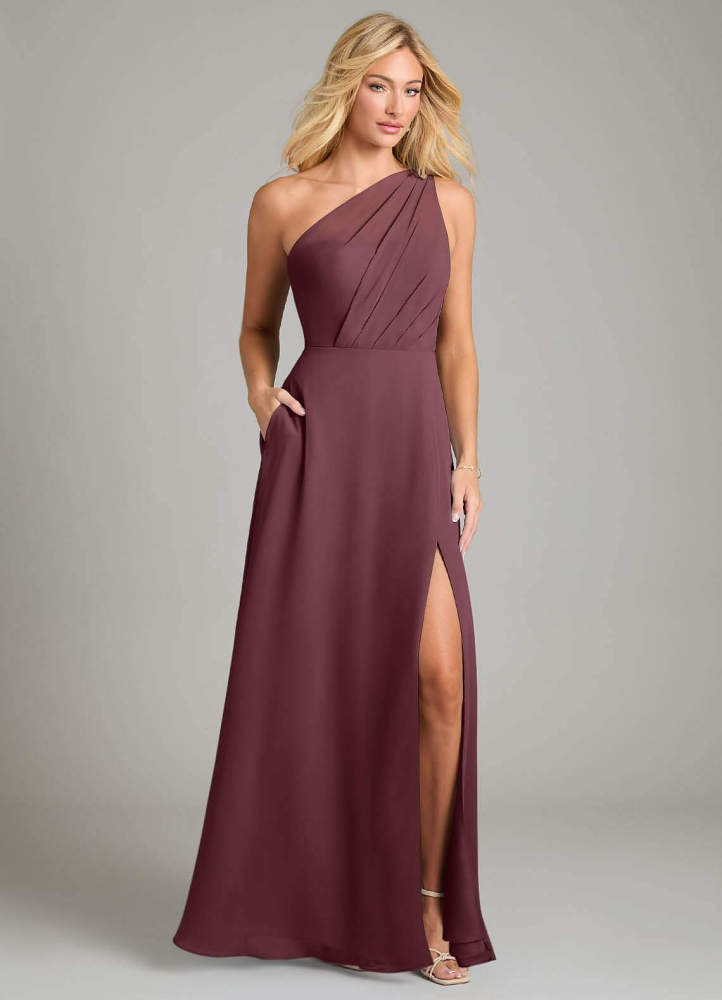 elyessen Phaedra Black A-Line One Shoulder Chiffon Dress 5