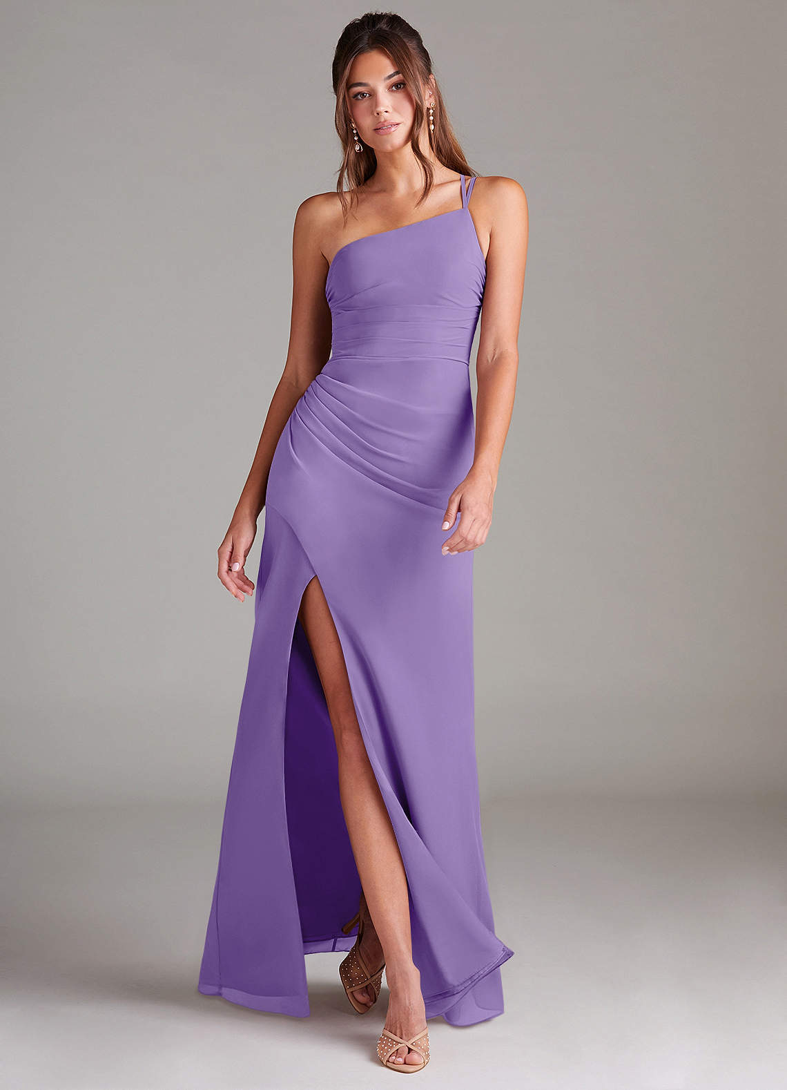elyessen Eren Sky Blue Sheath One Shoulder Chiffon Dress 5