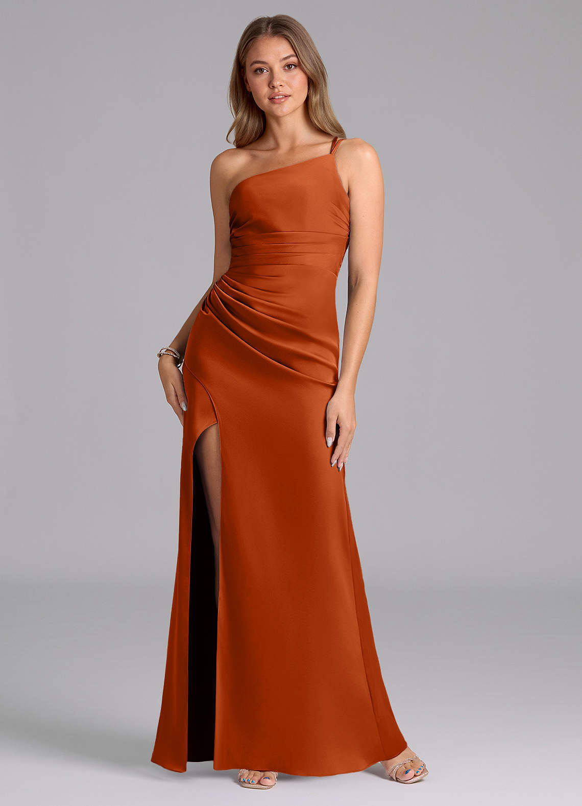elyessen Eren Black Mermaid One Shoulder Stretch Satin Dress 6