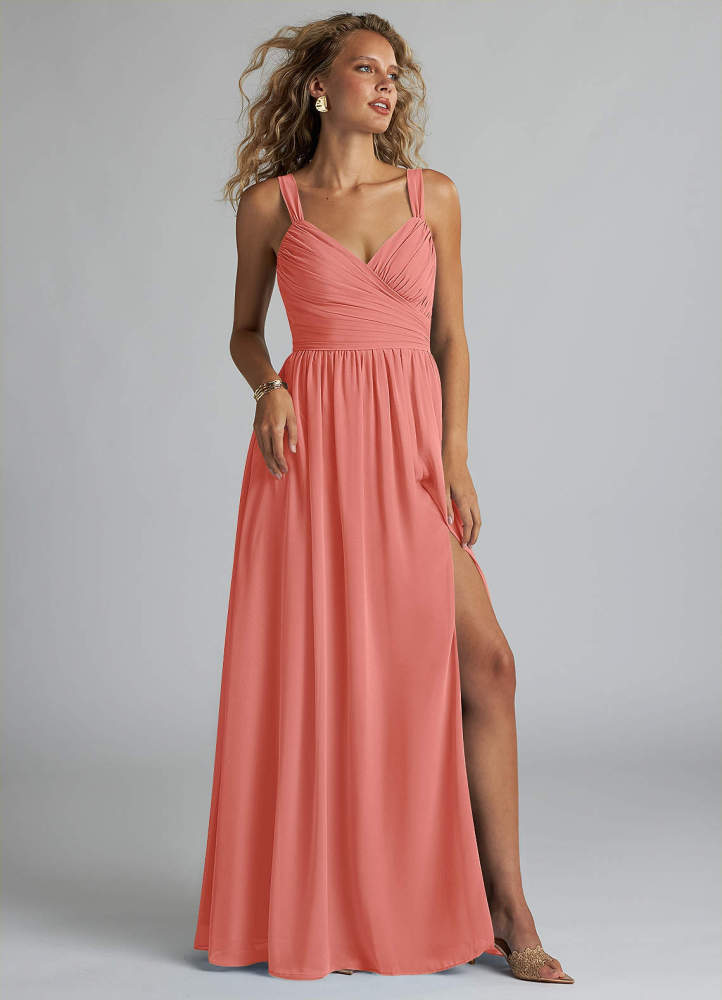 elyessen Aziza Sky Blue A-Line V-Neck Pleated Chiffon Dress 4