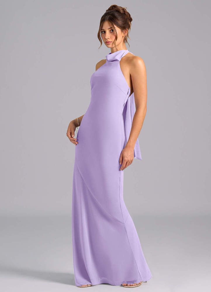 elyessen Velli Dusty Blue Mermaid High Neck Chiffon Dress 5
