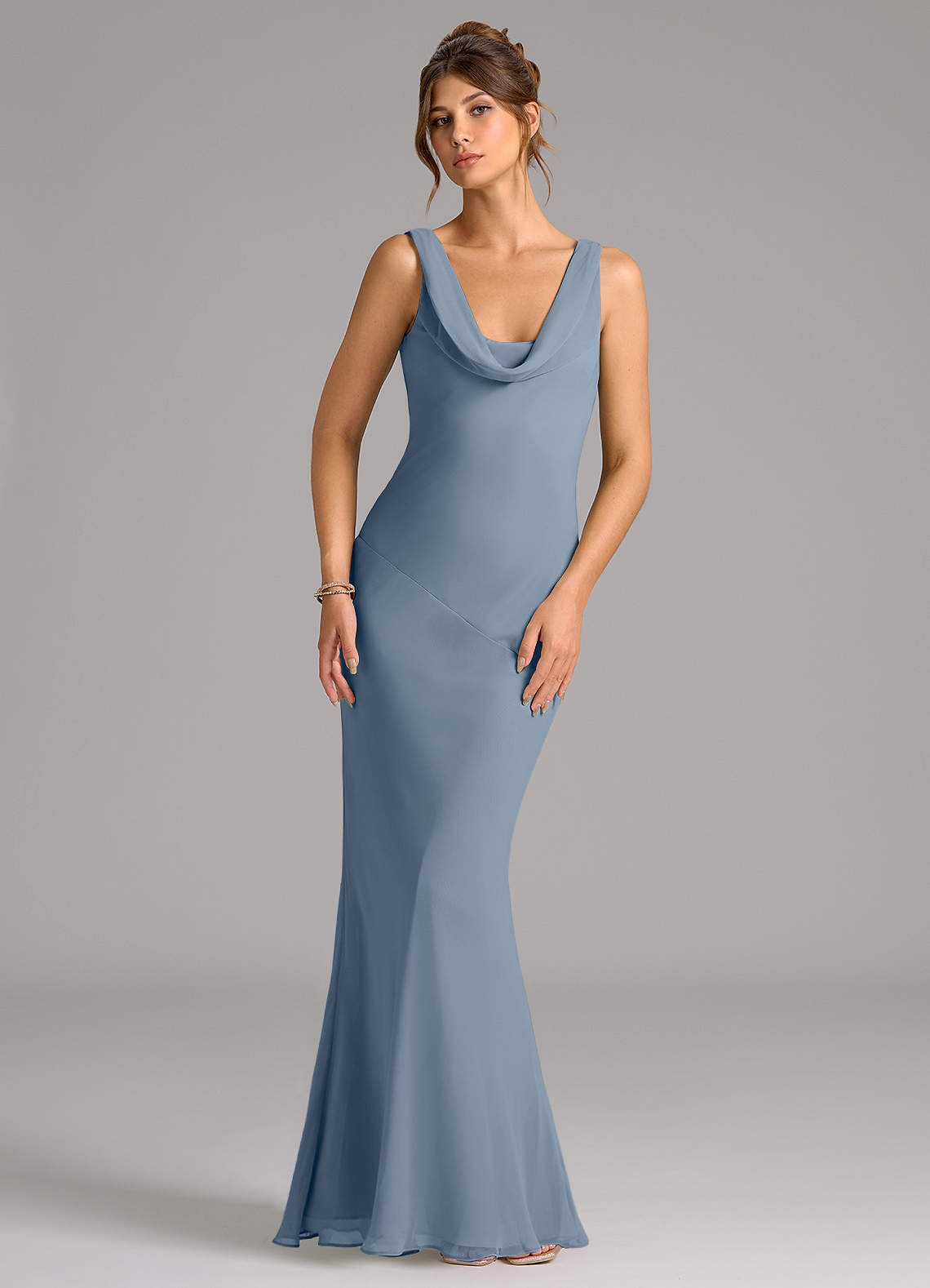 elyessen Rylina Sky Blue Mermaid Pleated Chiffon Dress 3