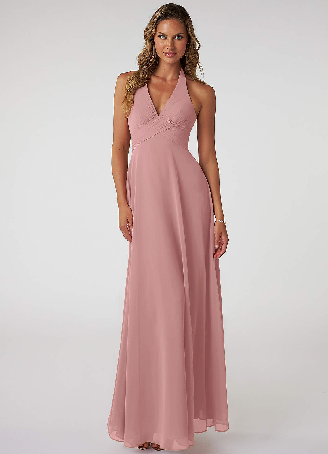 elyessen Tessie Sky Blue A-Line V-Neck Pleated Chiffon Dress 4