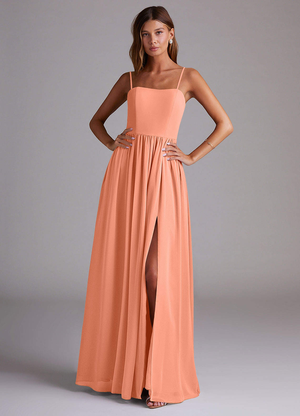 elyessen Calianna Dusty Blue A-Line Off the Shoulder Chiffon Convertible Dress 8