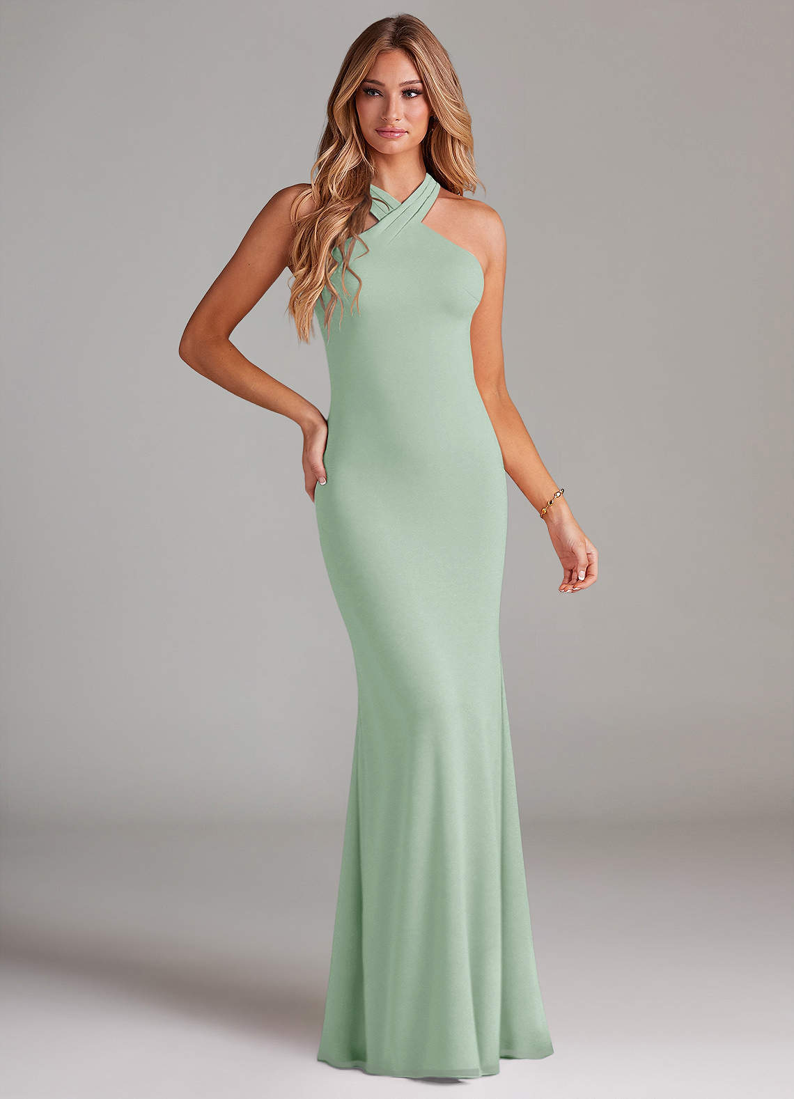 elyessen Doretta Sky Blue Mermaid Pleated Chiffon Dress 1