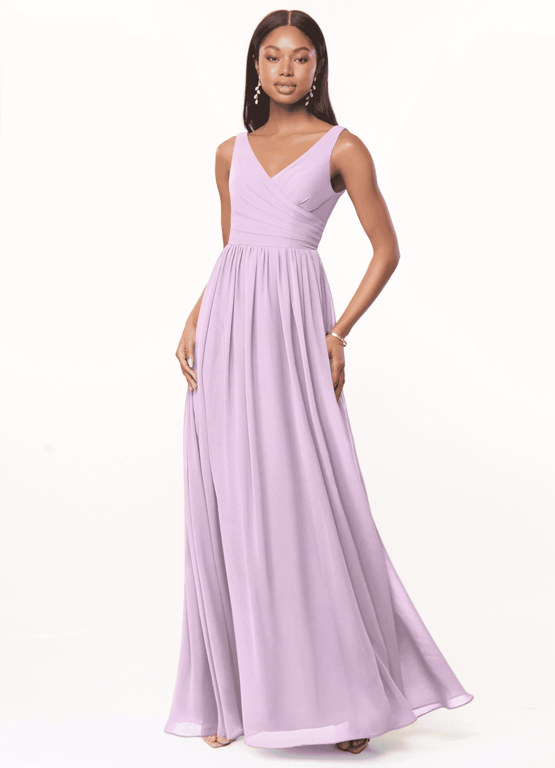 elyessen Keyla Dusty Blue A-Line V-Neck Pleated Chiffon Dress 5