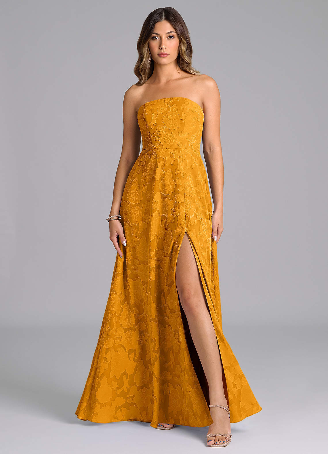 elyessen Wren Dusty Sage A-Line Strapless Floral Burnout Dress 3