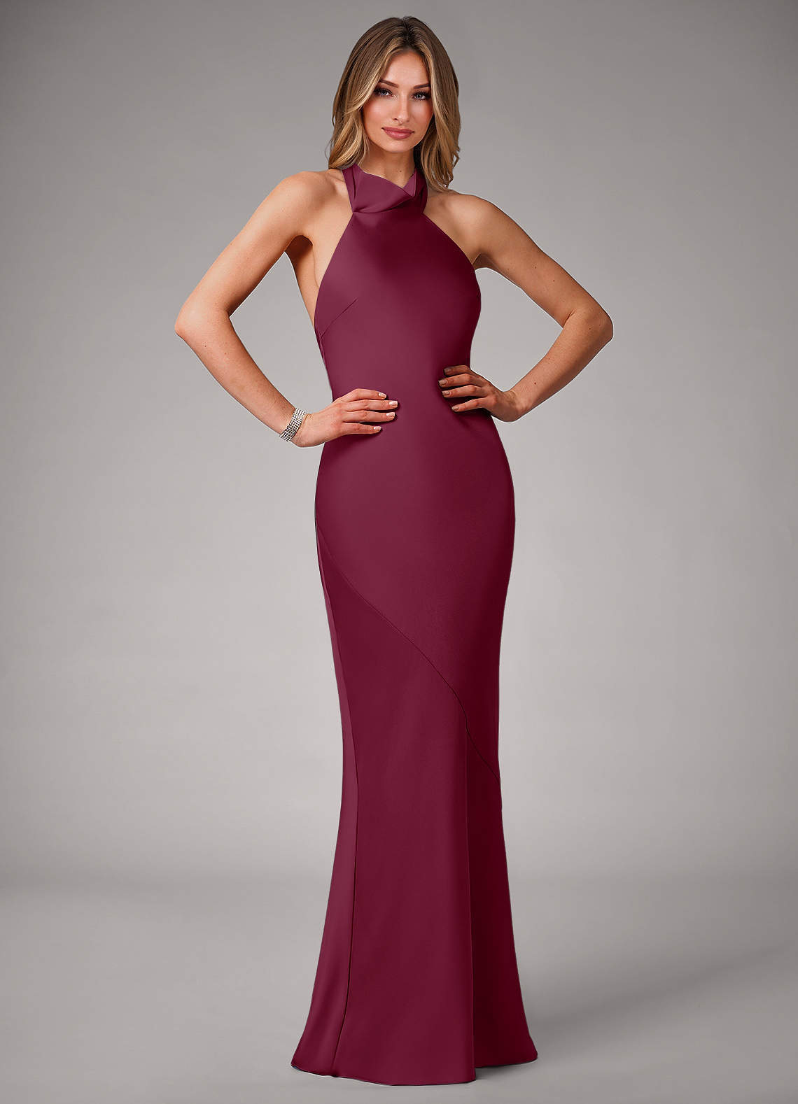 elyessen Velli Black Mermaid High Neck Stretch Satin Dress 5
