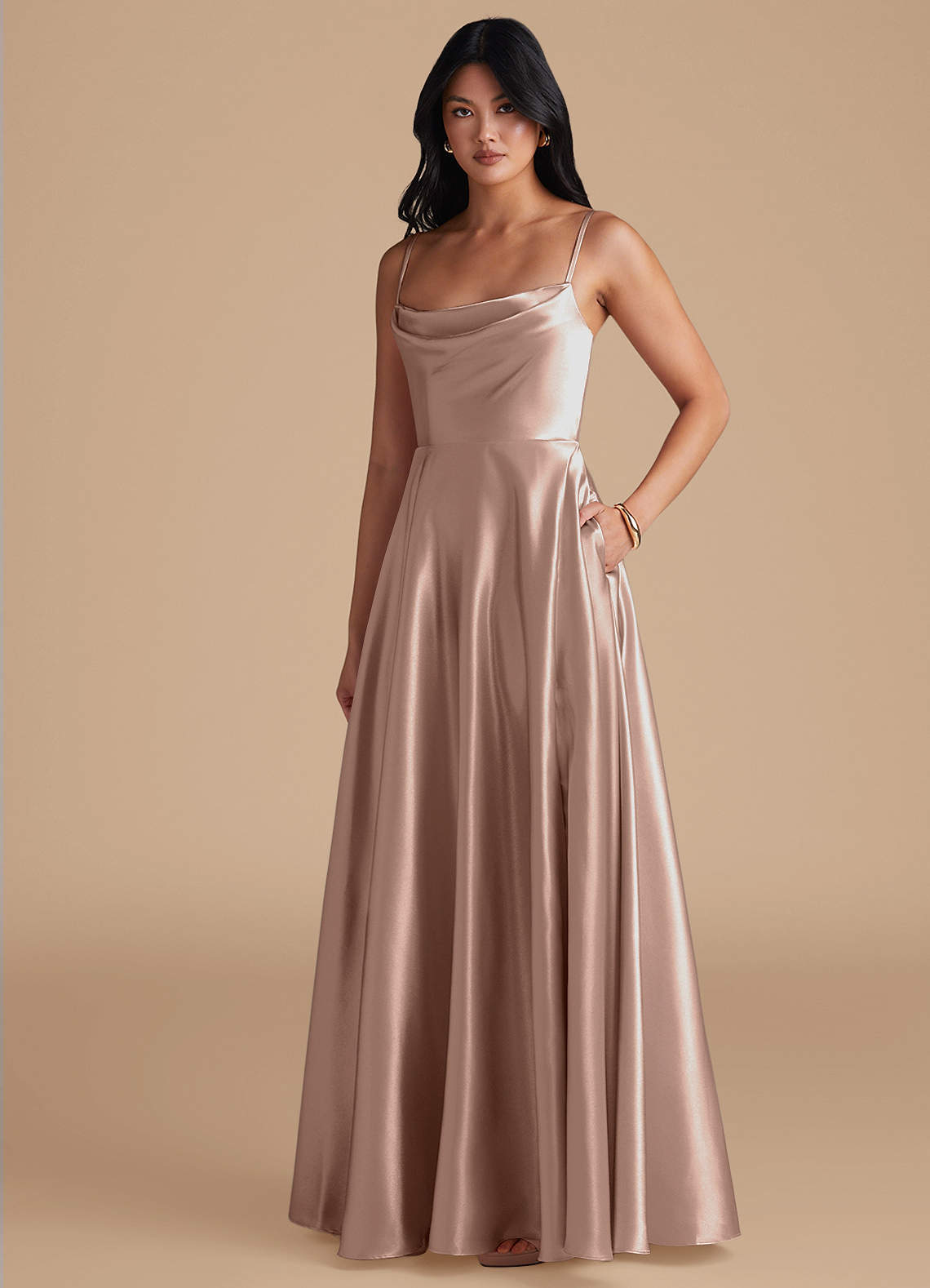 elyessen Elle Black A-Line with Pockets Metallic Satin Dress 4
