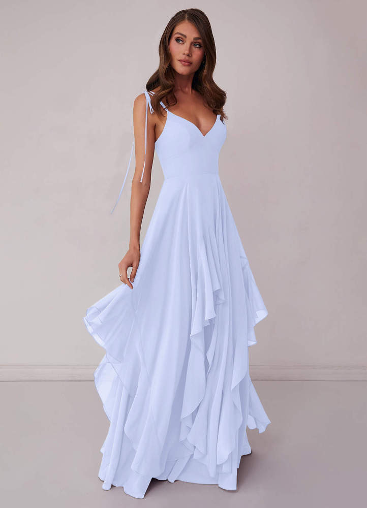 Agave A-Line Bow Chiffon Dress Moss Green 3