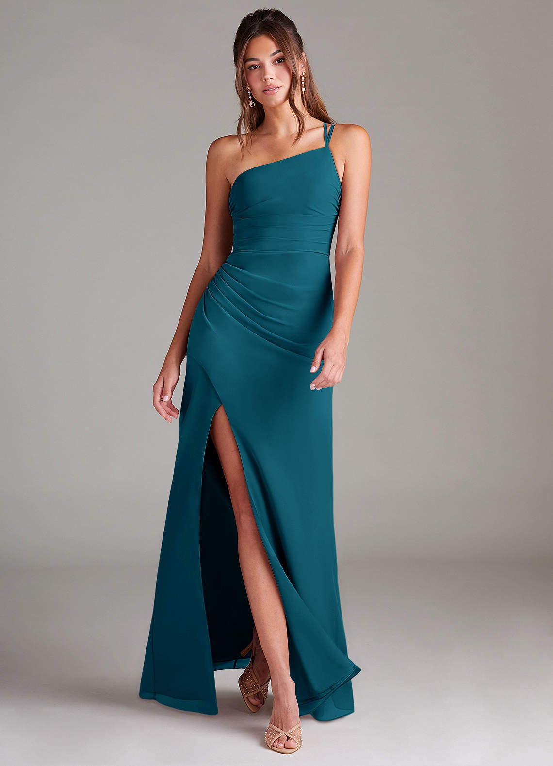 elyessen Eren Sky Blue Sheath One Shoulder Chiffon Dress 3