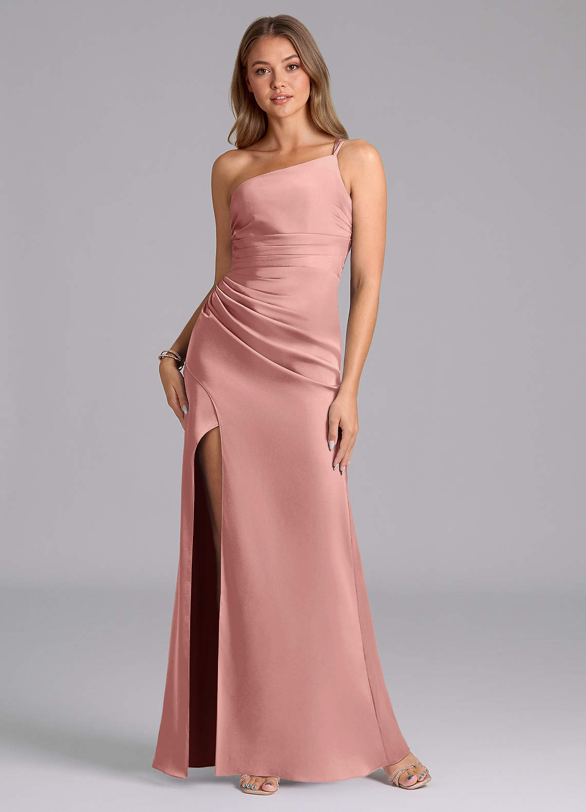 elyessen Eren Black Mermaid One Shoulder Stretch Satin Dress 4