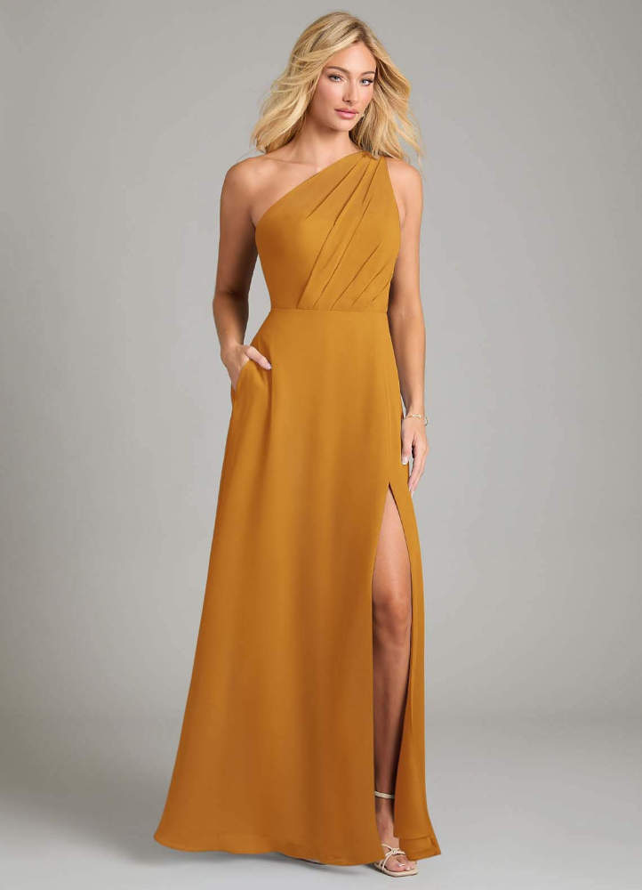 elyessen Phaedra Black A-Line One Shoulder Chiffon Dress 7