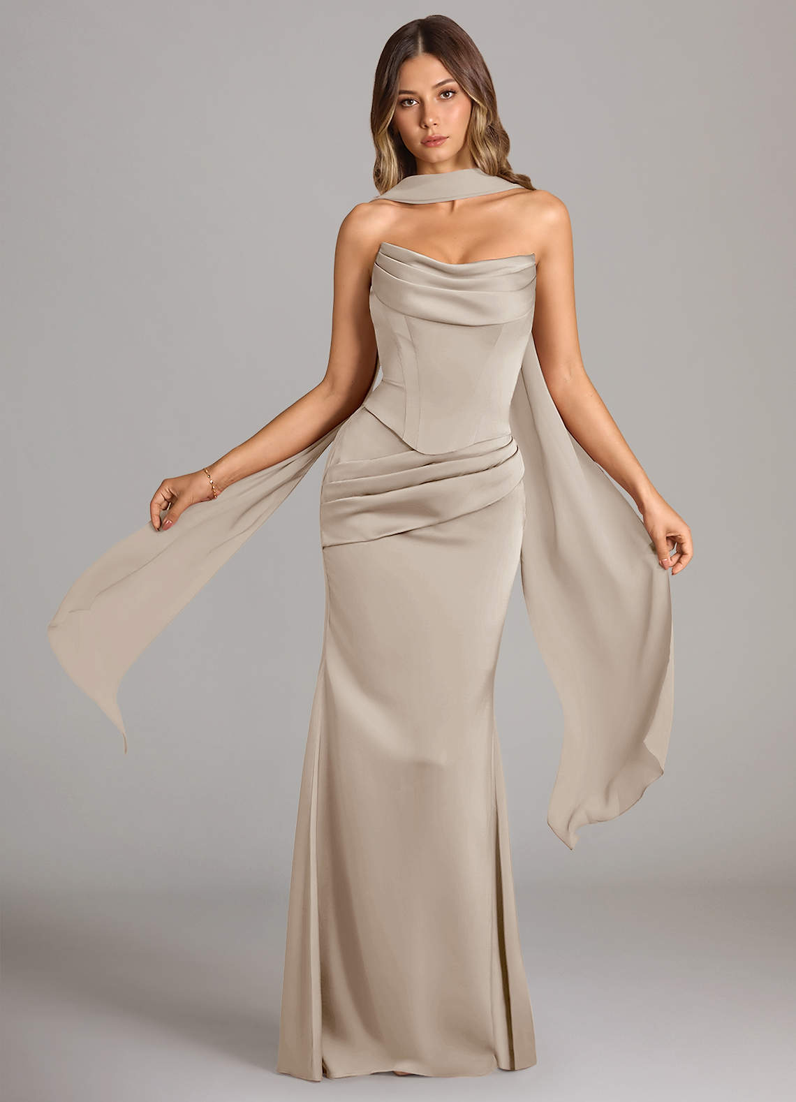 elyessen Sorrel Black Mermaid Strapless Stretch Satin Convertible Dress 8