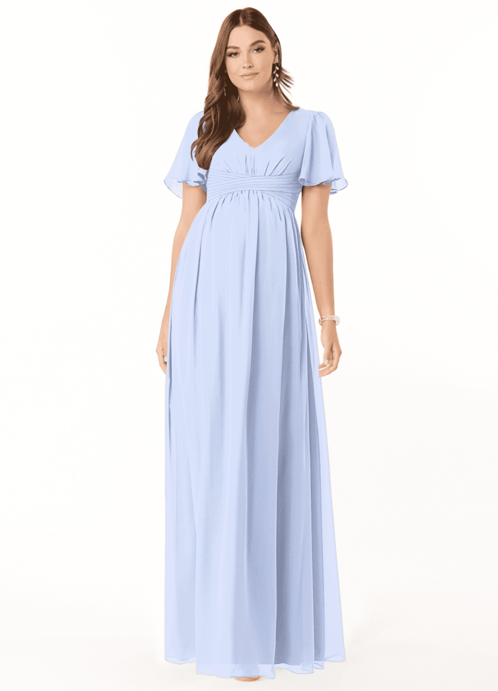 elyessen Verna A-Line V-Neck Ruched Chiffon Floor-Length Dress Cabernet 2