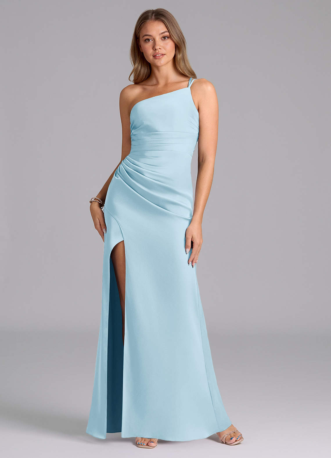 elyessen Eren Black Mermaid One Shoulder Stretch Satin Dress 2