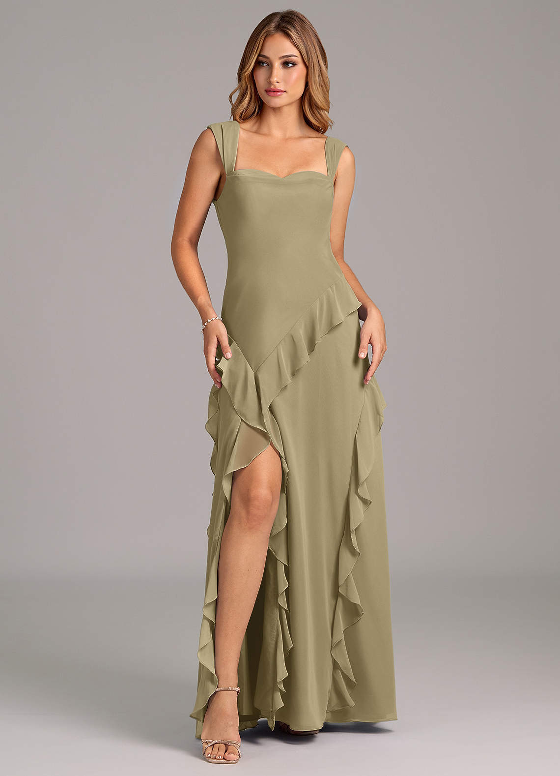 elyessen Sloane Sky Blue A-Line Sweetheart Neckline Chiffon Dress 1