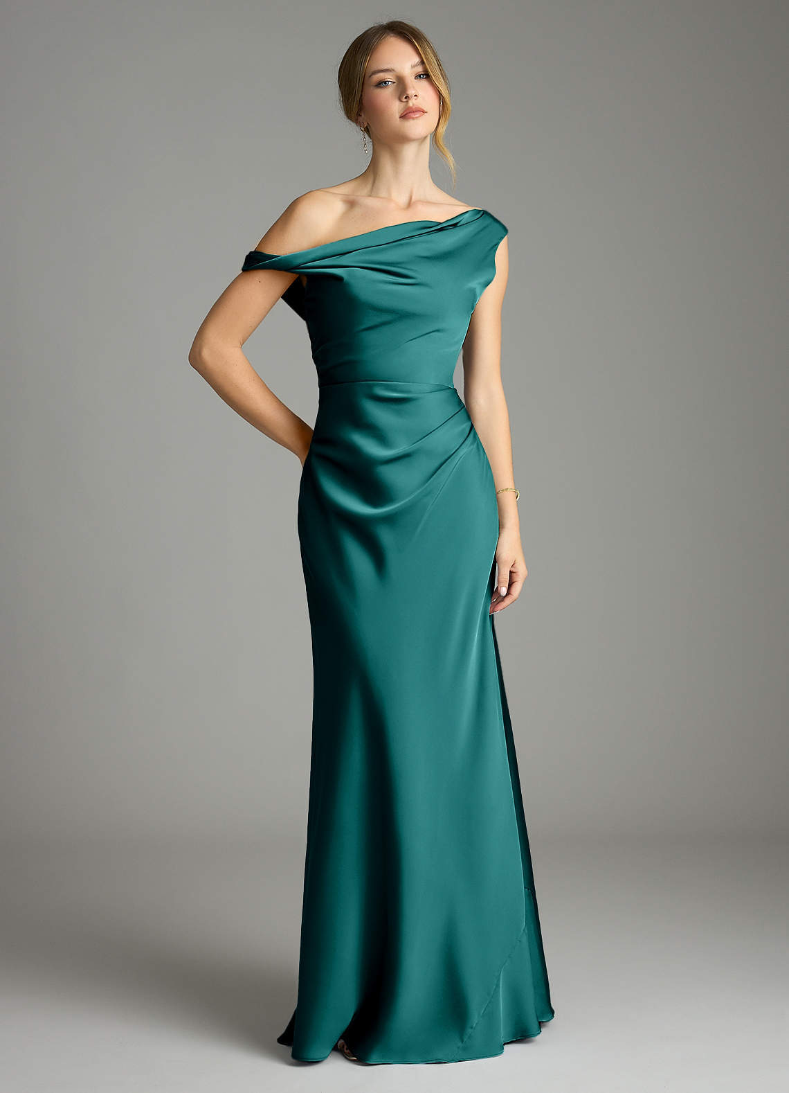 elyessen Emerson Black Mermaid Off the Shoulder Stretch Satin Dress 2