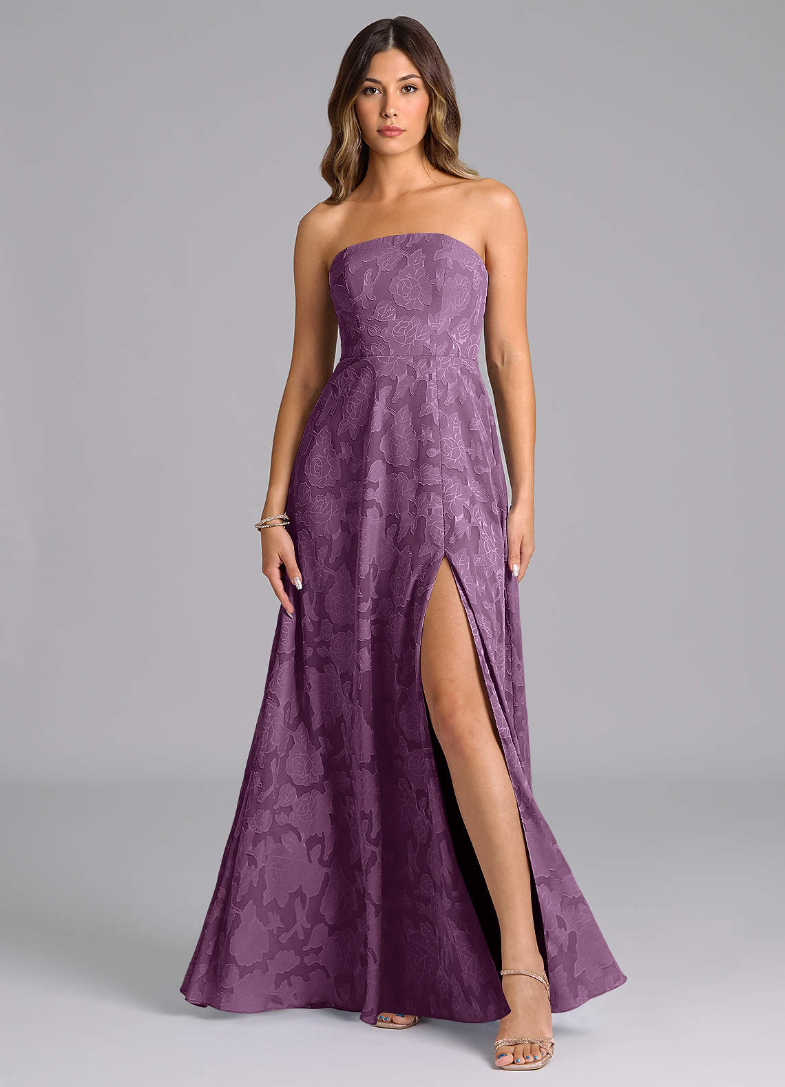 elyessen Wren Dusty Sage A-Line Strapless Floral Burnout Dress 2