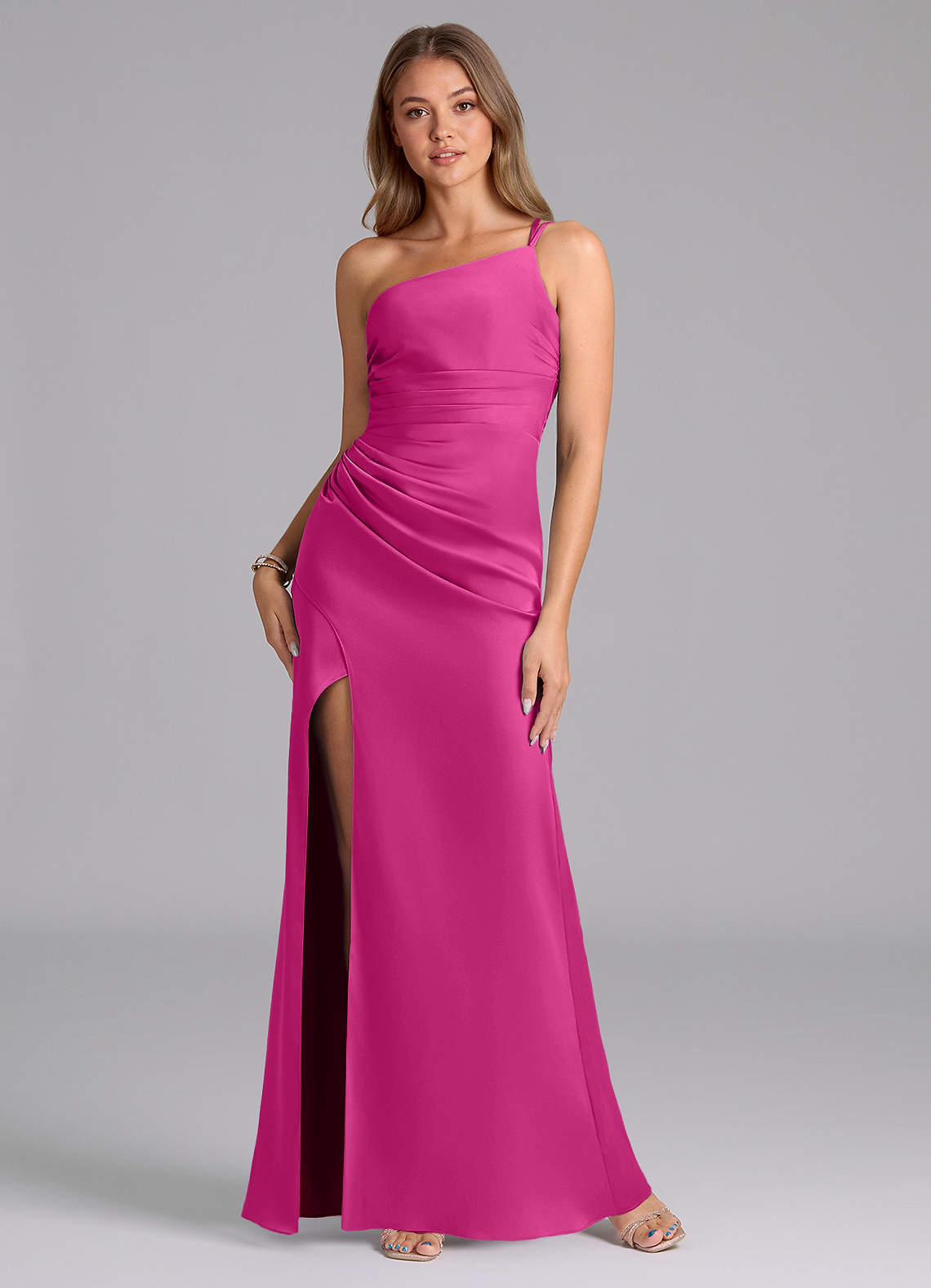 elyessen Eren Black Mermaid One Shoulder Stretch Satin Dress 4