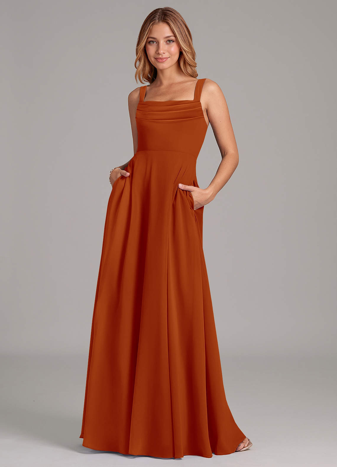 elyessen Shaude Sky Blue A-Line Pleated Chiffon Dress 6