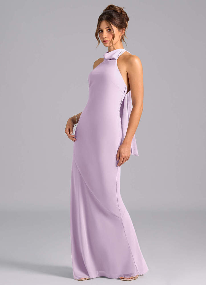 elyessen Velli Dusty Blue Mermaid High Neck Chiffon Dress 5