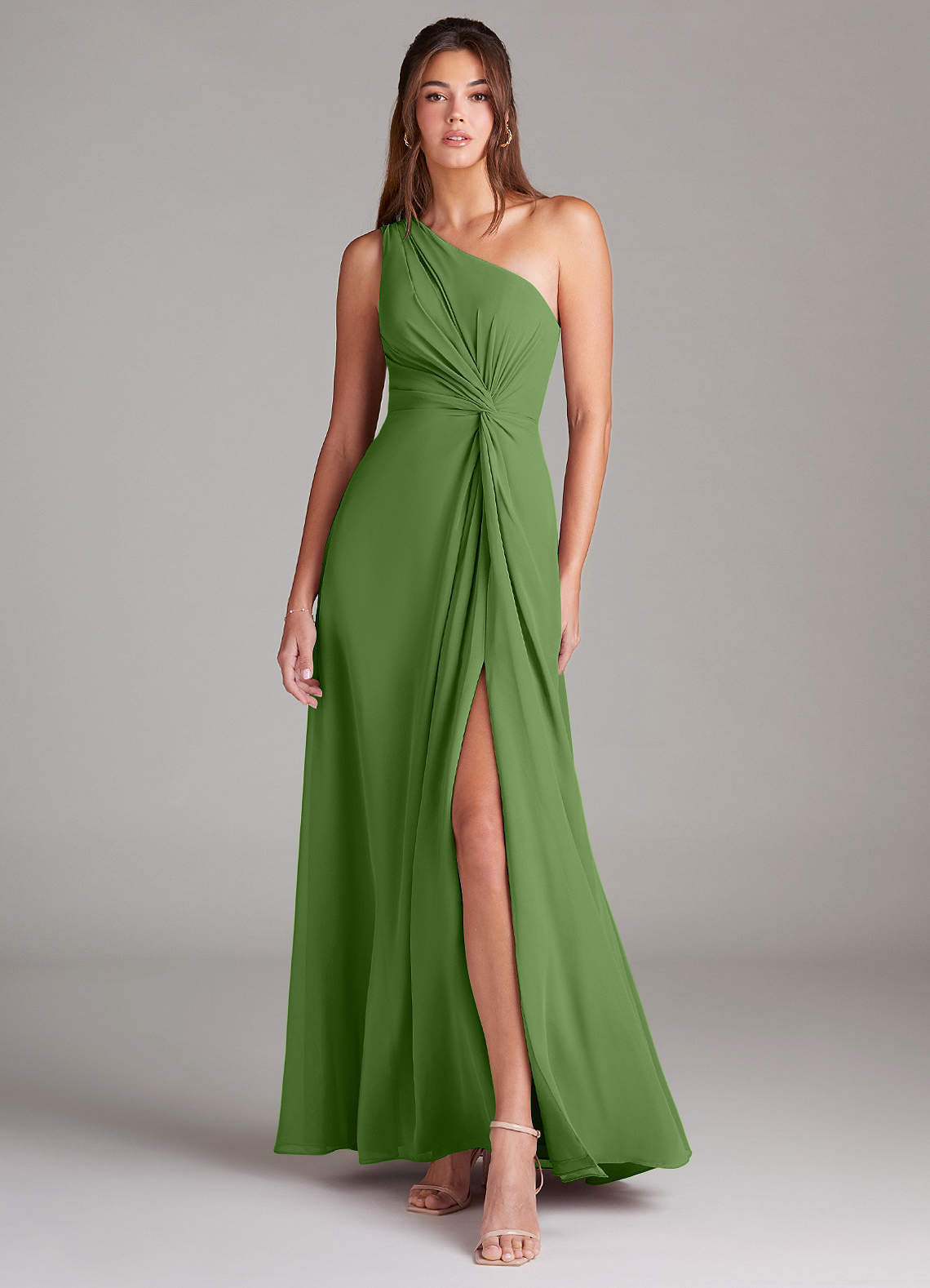 elyessen Brooke Sky Blue A-Line One Shoulder Chiffon Dress 1