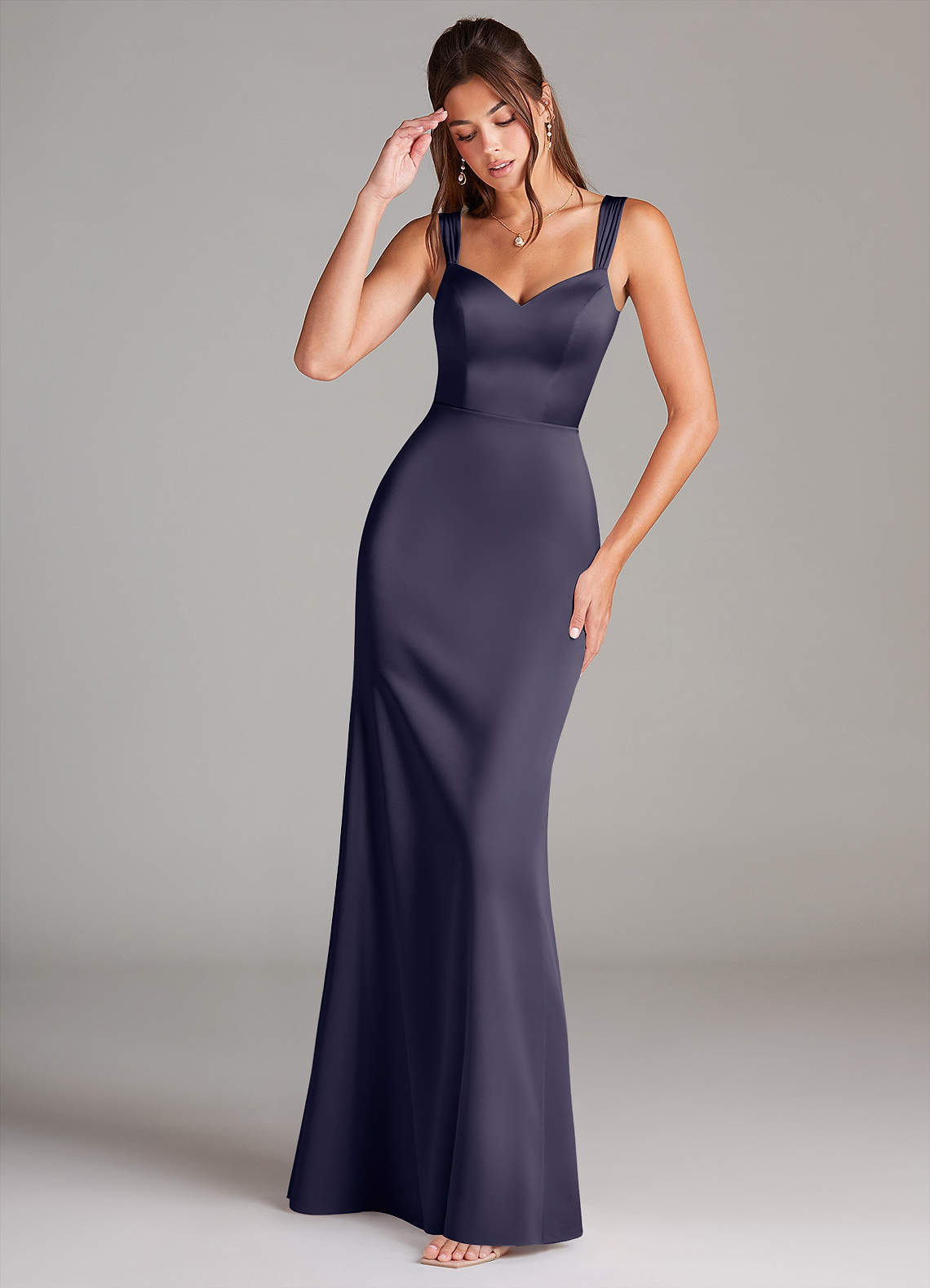 elyessen Denice Black Sheath Pleated Stretch Satin Dress 3
