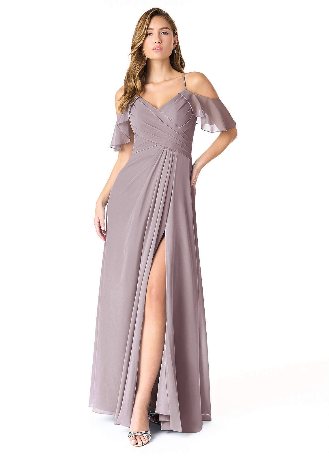 elyessen Dakota Dusty Sage A-Line V-Neck Pleated Chiffon Dress 7
