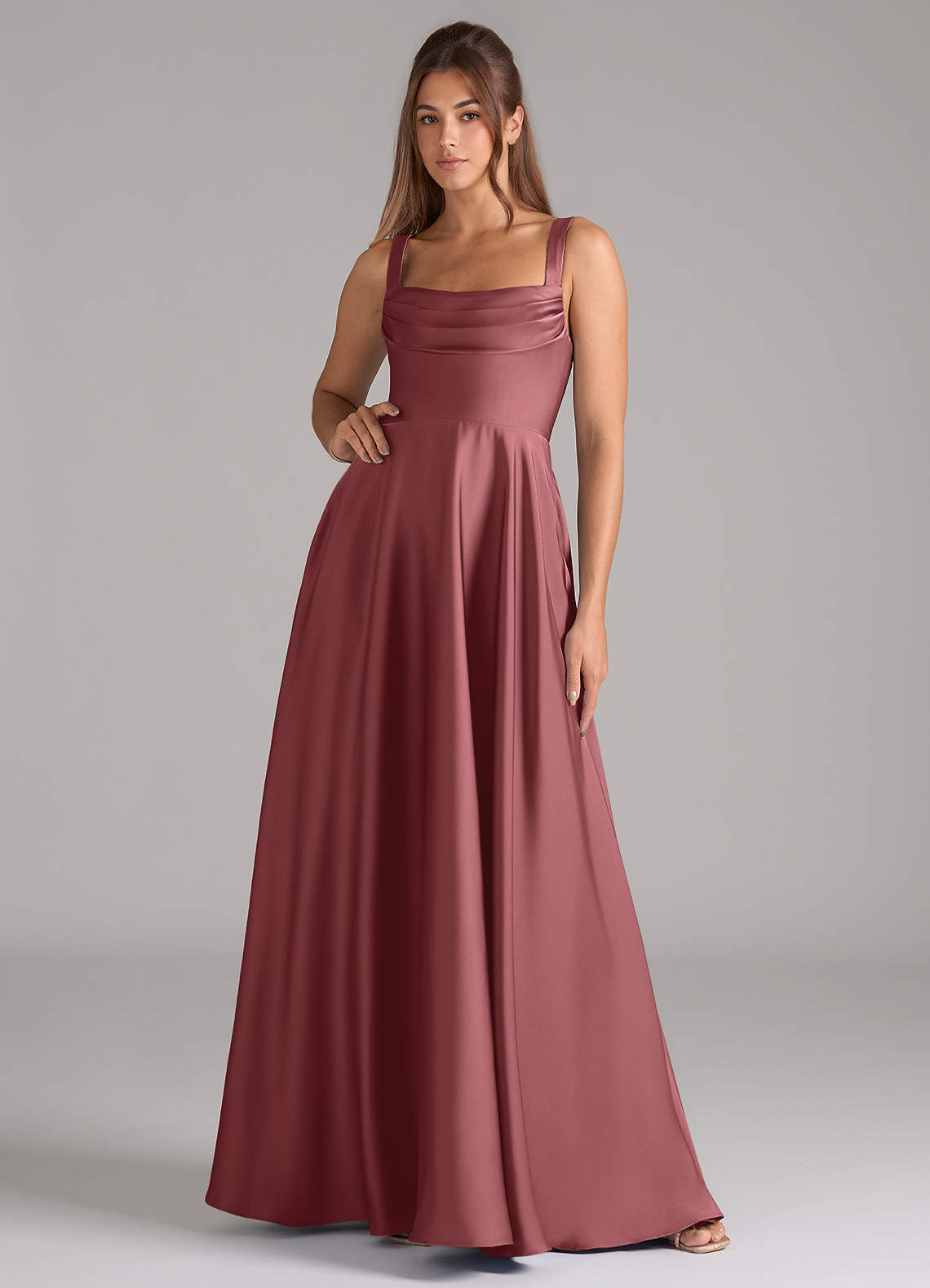 elyessen Shaude Black A-Line Pleated Stretch Satin Dress 5