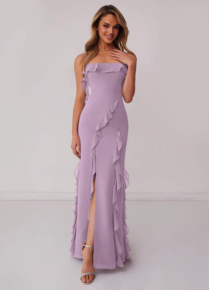 Sky Blue Sheath Bow Chiffon Dress Sky Blue 4